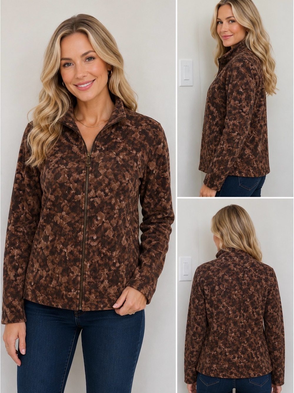 Susan Graver Brown Light weight corduroy blazer/jacket Size XS